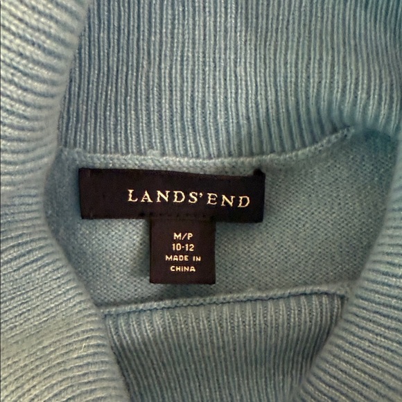 *Lands' End 100% Cashmere Women's Sky Blue Turtleneck Sweater (sz M/P) - Picture 4 of 5